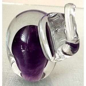 Vintage Pilgrim Clear with Purple Glass Handblown Elephant Figurine 2.5 x 2 in